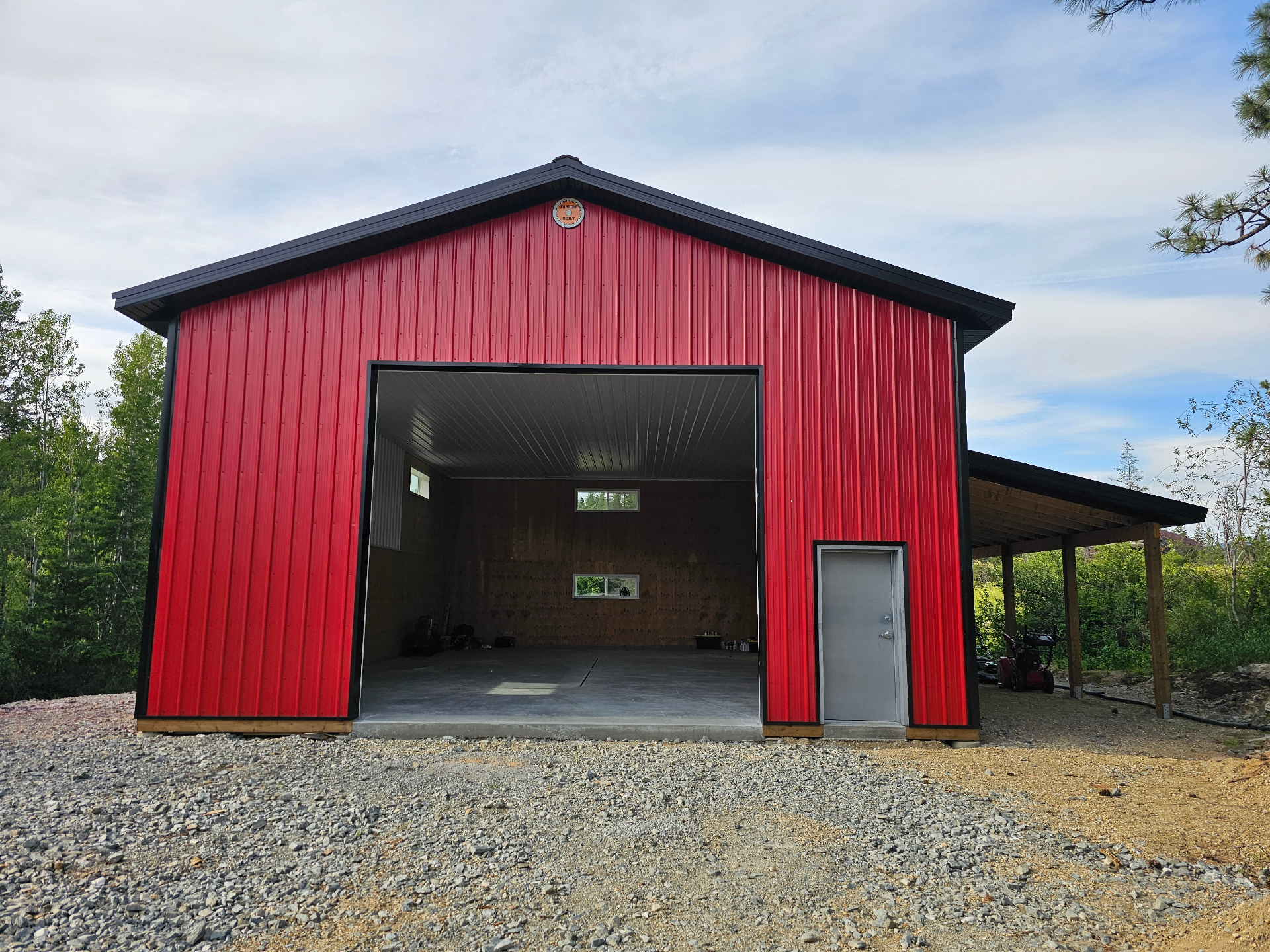 Acreage shop with open doors in the South Okanagan sun