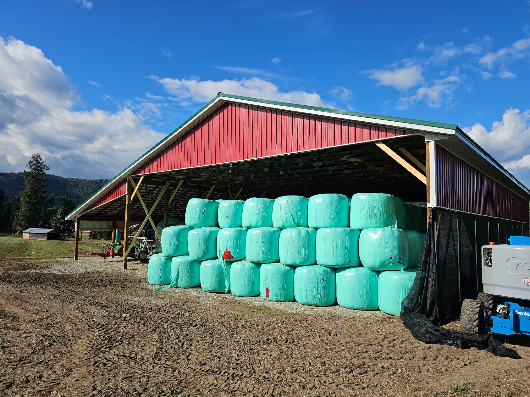 Hay shed loaded with bales in the Columbia region