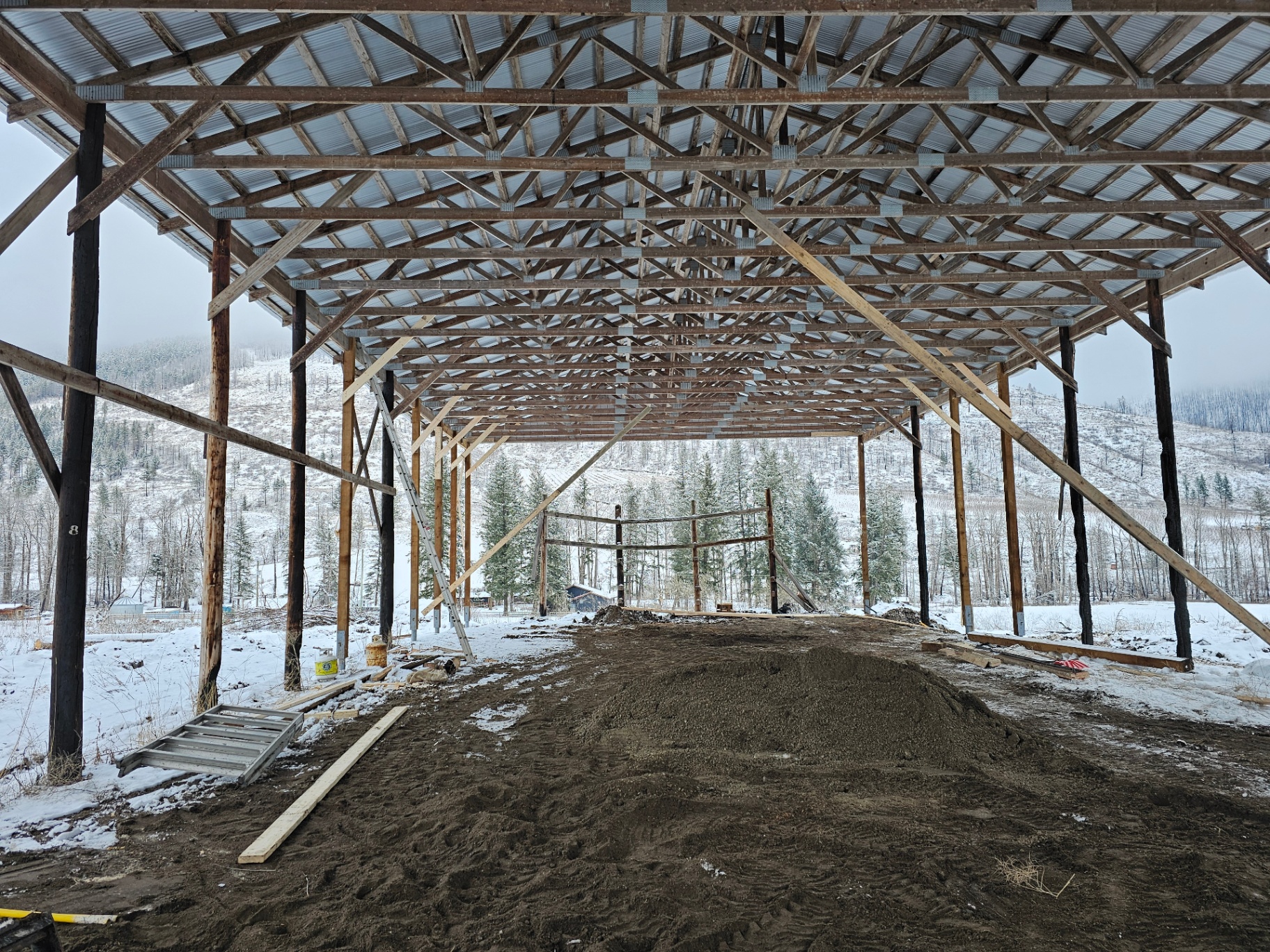 Hay shed replacement in progress near Armstrong in the North Okanagan