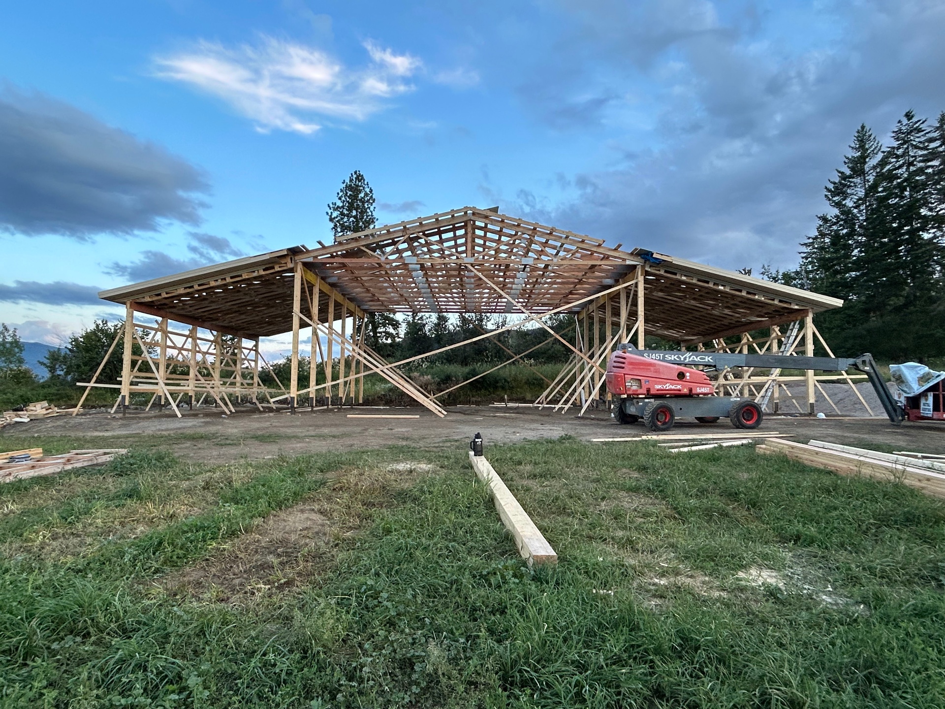 Machine shed framing on rural Lumby property